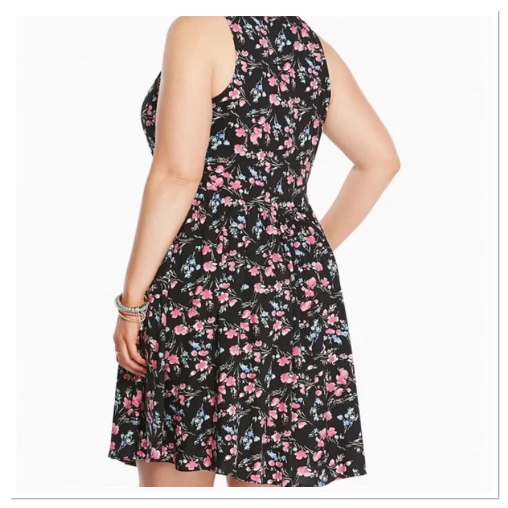 Torrid Button Challis Dress Sleeveless Button Front Floral Black Pink Size 1X - Picture 8 of 11